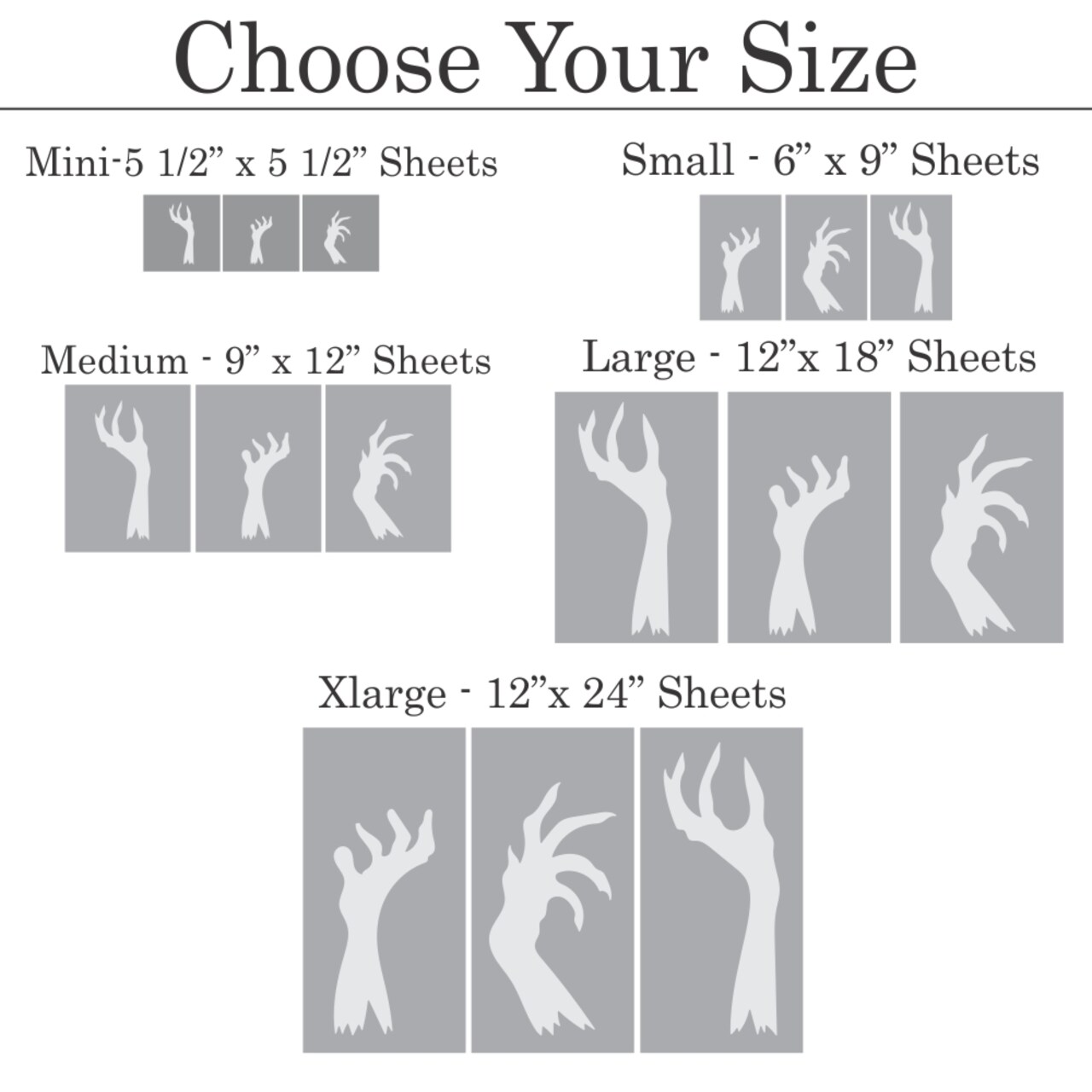 Zombie Hands Window Stencil Set | Storefront Window, Halloween Window, Halloween Wall Stencil | Designer Stencils |